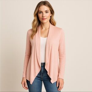 Eileen Fisher Womens Cardigan Ribbed Texture Pink Knit Size SP Light Weigh